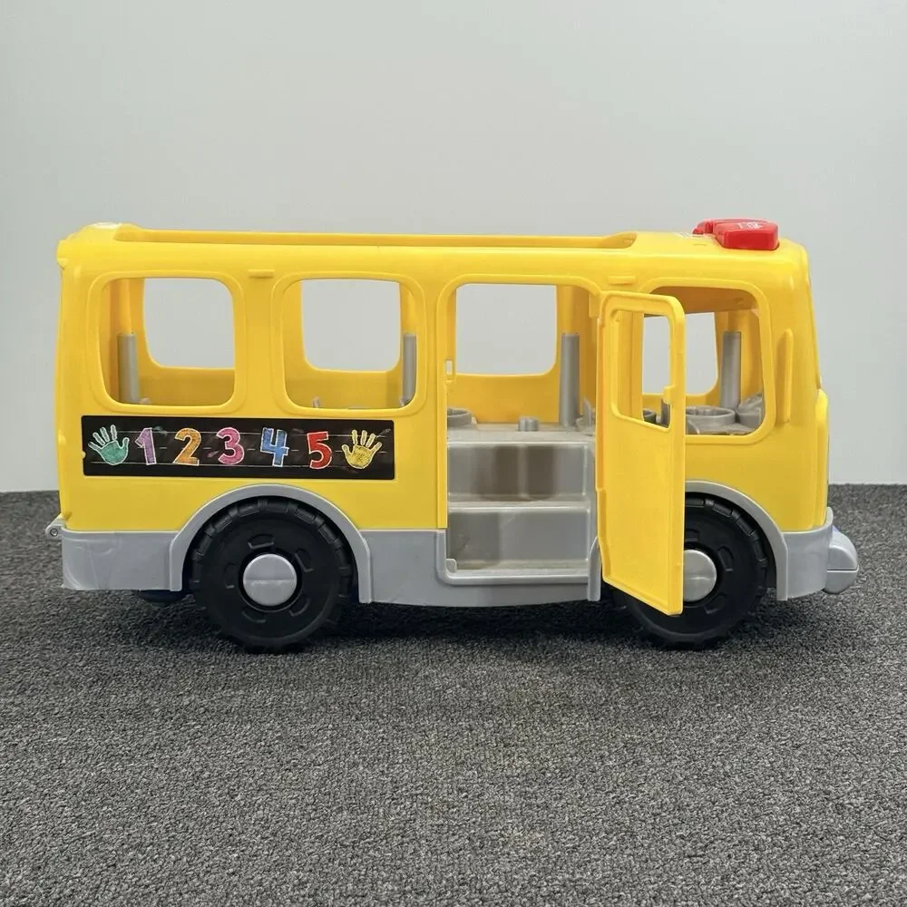 Fisher-Price Mega Little People Big Yellow School Bus Musical Pull Along Toy